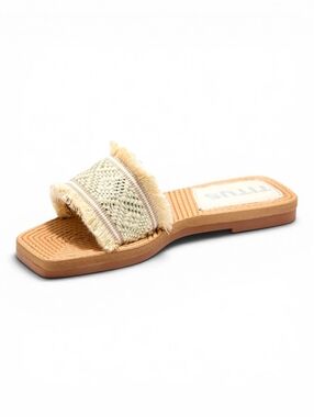 Beige Slip On Sandals